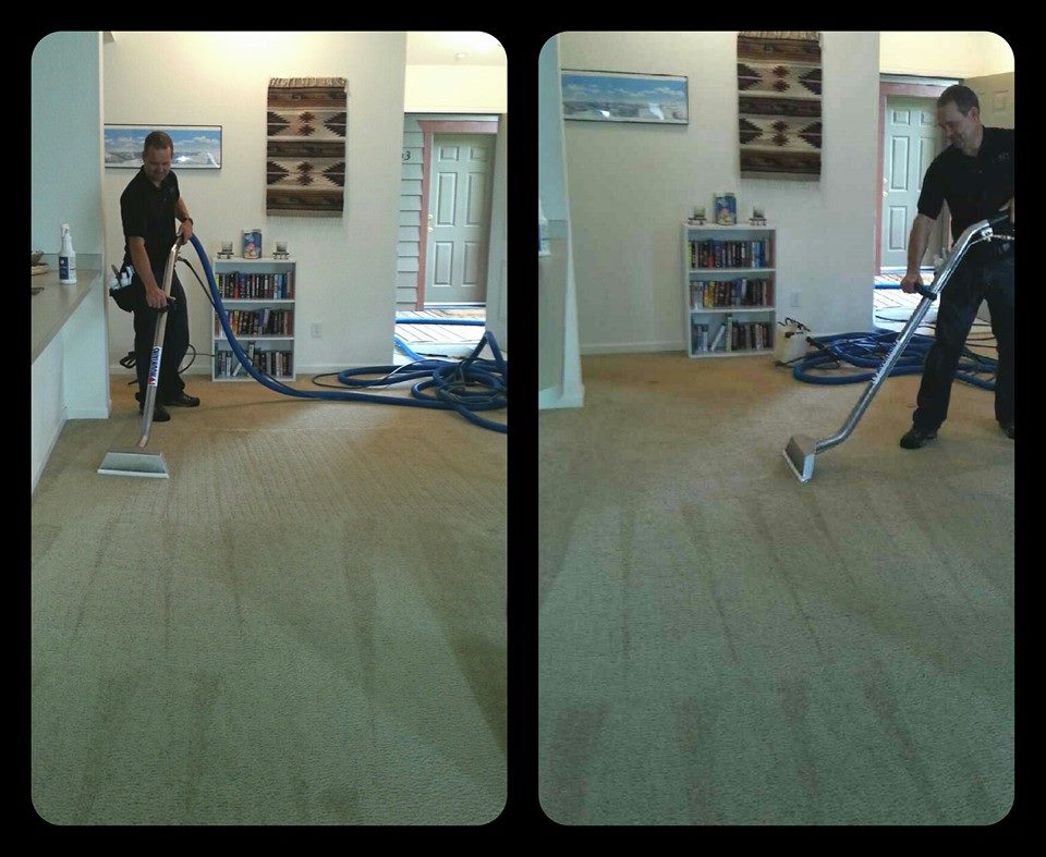 before and after image of Exclusive Cleaning andf Restoration, a carpet cleaning service in Summit County